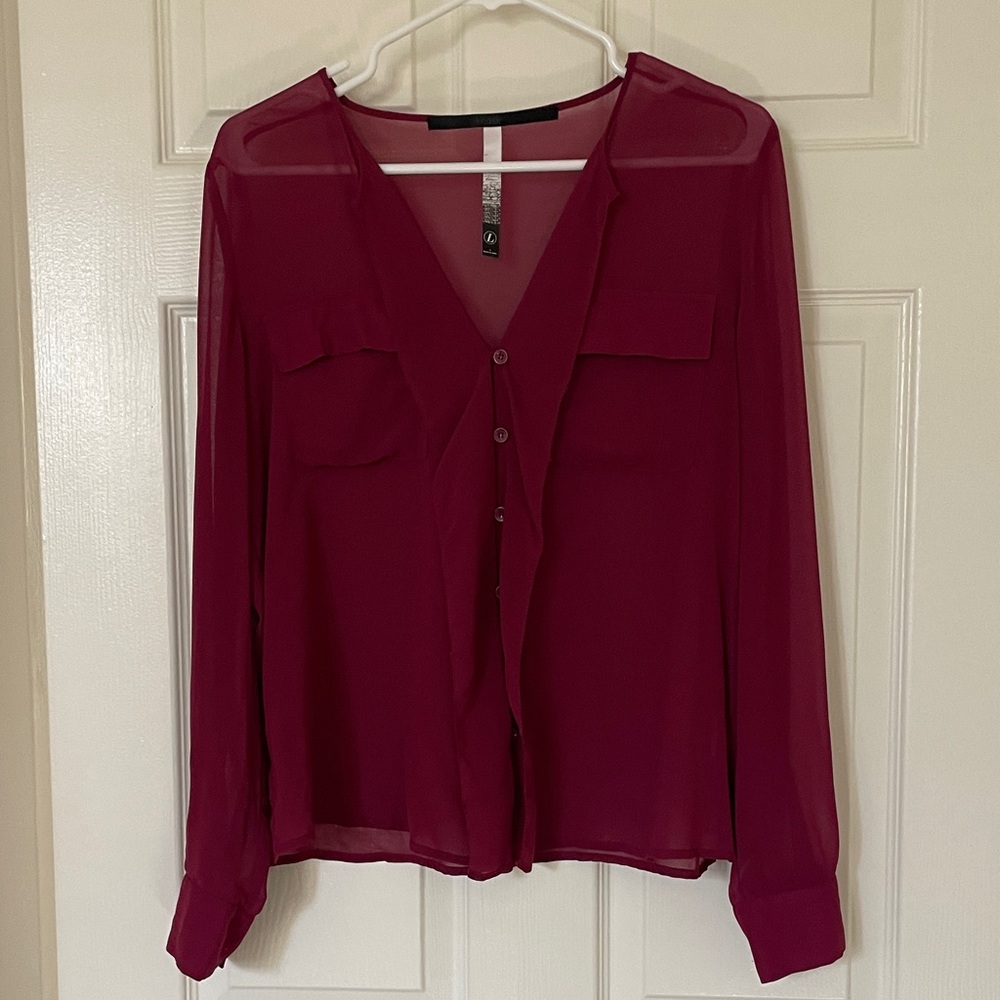 $5! 2 for $10🌹Kensie Deep Red Burgundy Blouse Sz L